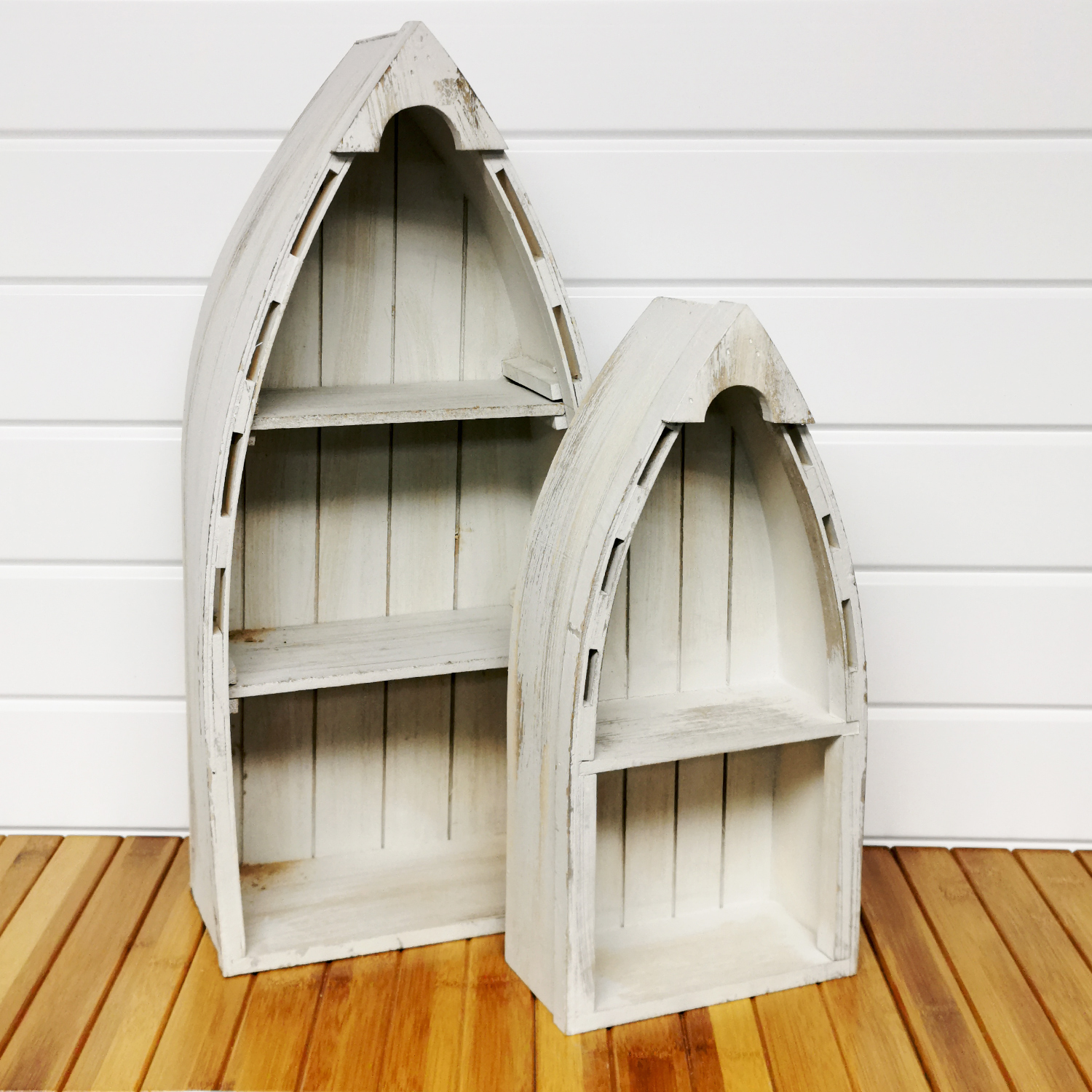 Holz Dekoboot Set Maritim Deko Box Regal Boot Schiff Ruderboot Meer Bad