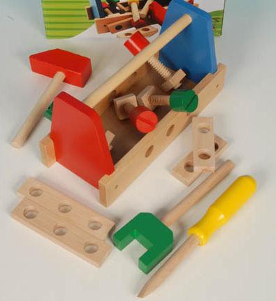 Kinder Werkzeugkasten,Holz Spielzeug 17 tlg.,Schraub Werk Zeug Spiel